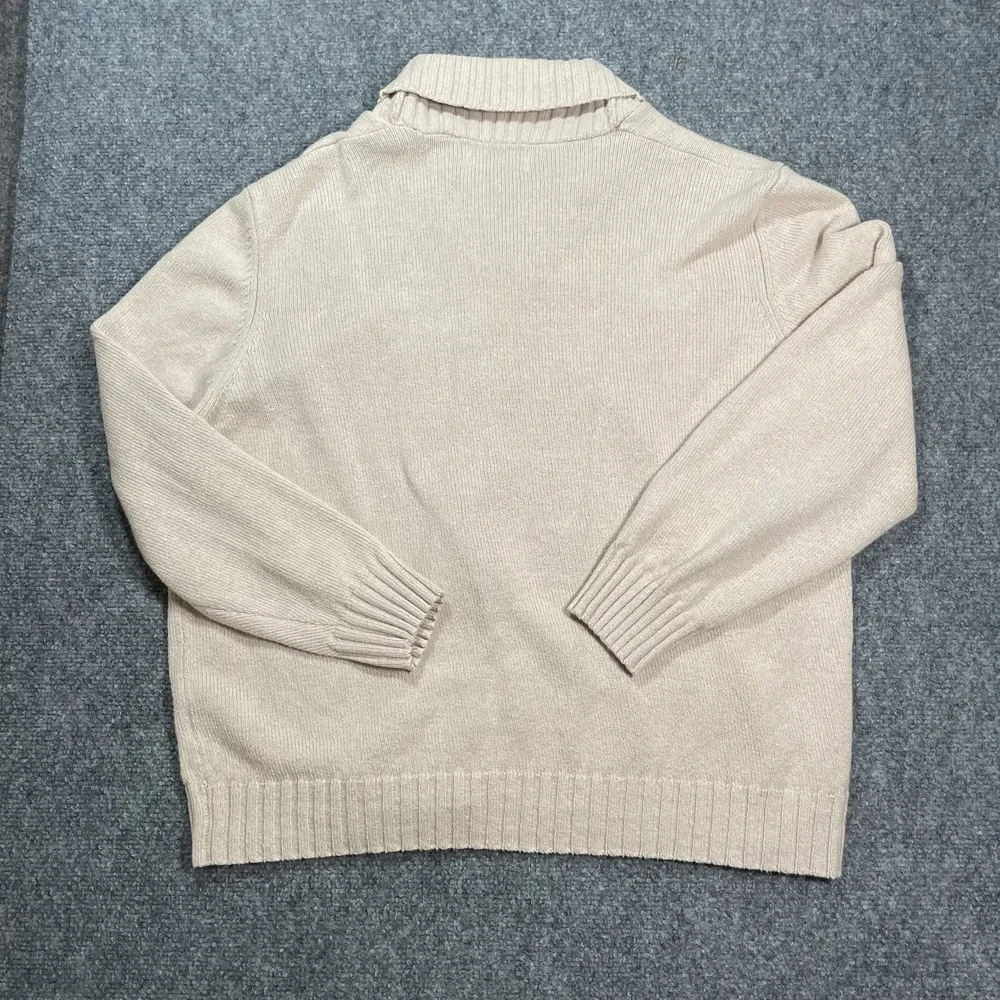 Vintage Embroidered Knit Cardigan Women's Size XL Beige Shawl Neck Cottagecore - Picture 2 of 12